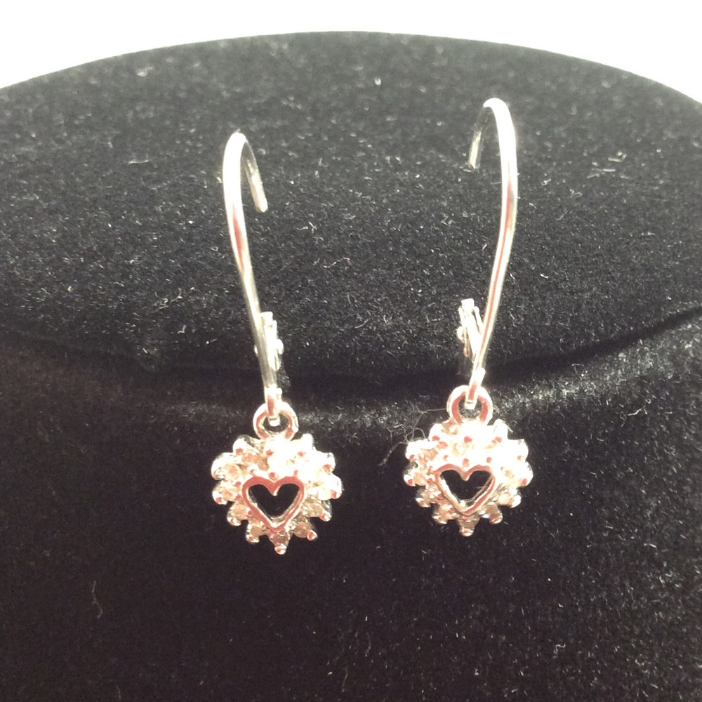 Solid 10k white gold and diamond earrings **